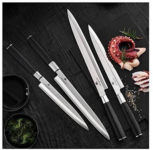 Cuchillo de sushi de salmón conjunto alto carbono 5CR15 CUCHILLA DE CUCHILLA DE CUCHILLA DE CUCHILLA CUBIERTANDO CHEF CHEF DESHI CUCHILLO DESHI CUCHILLO DE COCINA (Color : Sashimi Knife Set)
