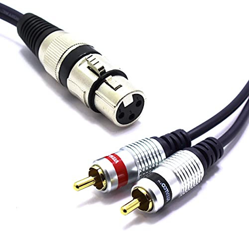 VITALCO Cavo XLR Femmina a 2x RCA 5m Adattatore 3 pin XLR a Doppio RCA Connettore per Microfono Y Splitter
