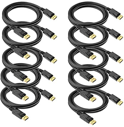 DisplayPort to Displayport Cable 6 Feet,Anbear Gold Plated Display Port to Display Port Cable 4K@60HZ Resolution(Male to Male) for DisplayPort Enabled Desktops and Laptops to Displays (10 Pack)