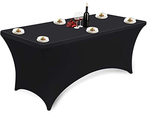 Venga amigos Cubierta de Mesa 183x75x75 CM Manteles Rectangulares de Poliéster Lavable Fundas de Mesa para Bar Fiesta de Cumpleaños Exhibición Banquete de Boda 6ft