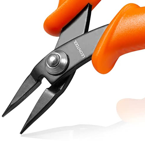 LEONTOOL Mini-Spitzzange, Pinzette, Spitzzange, 1 mm Durchmesser, 10,2 cm, Präzisions-Spitzzange, flache glatte Backe, Schmuckherstellungswerkzeug