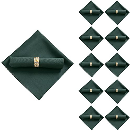 Aribrnten 10 StüCk 48 X 48 cm Polyester-Stoffservietten für Restaurant-Hochzeitsbankett-Dinner-Party, DunkelgrüN