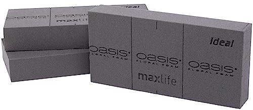 OASIS® - 3 schiume originali per una maggiore durata per fiori freschi, 23 x 11 x 7,5 cm, motivo floreale, colore nero, schiuma bagnata, matrimonio, compleanno, chiesa, mattoni