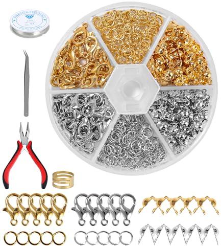SOBEAU 454 Juego de Cierres para Pulseras,Punta de Bola de Salto con Hebilla de Langosta Abierta,para Hacer Joyas Artesanales DIY Collar Pulsera