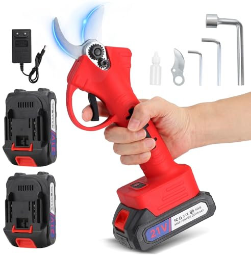 Tijeras de Podar Eléctricas Profesionales Inalámbricas a Batería, Podadora de Ramas de árboles con 2 * 2000 mAh baterías, Diámetro de Corte de 30 mm (1,2 In) Para Jardines, Granjas y Huertos