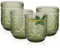 Ulable Drinking Glasses Set of 4-360ml/12oz Vintage Tumbler Glasses - Decorative Floral Embossed Water Glasses - Heavy Duty Glassware Beverages Tumblers for Whisky, Beer, Juice, Wine, Green