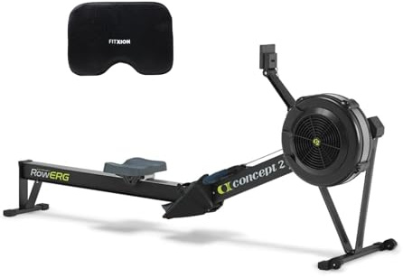 Concept2 RowErg Model D Indoor Rowing Machine - PM5 Monitor, Device Holder, Adjustable Air Resistance, Easy Storage with FitXion Seat Cushion, Black