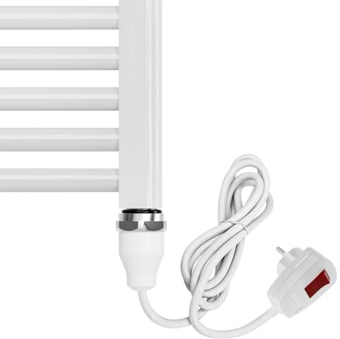EMKE Heizstab für Badheizkörper 300W, Heizpatrone mit Schalter für Heizkörper Handtuchheizkörper Elektrisch, Heizelement aus Edelstahl Weiß