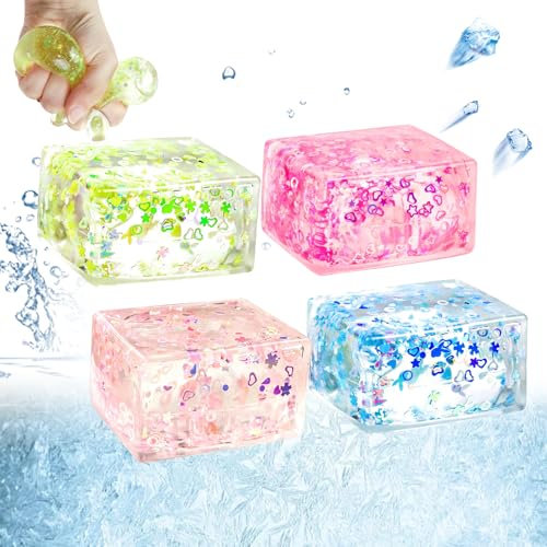 2 Stück Stressballs für Kinder und Erwachsene Antistressball, Eiswürfel-Fidget Toys, Squeeze Cube Stressbälle Kinder Spielzeug, Cube Anti Stress Spielzeug für Jungen-Mädchen(Color Random)