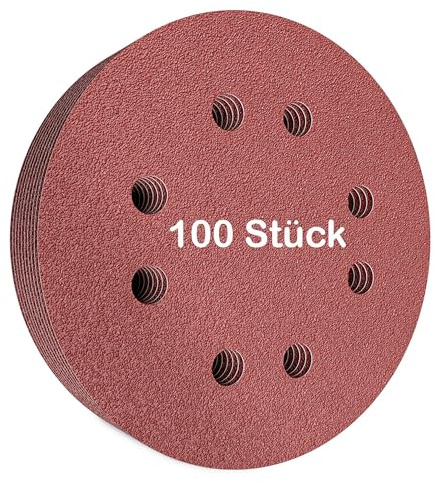 KSP-Tec – 100 x slippapper, 125 mm kardborreband – valbar kornstorlek 40/60/80/120/180/240/400 – slipskivor för exenterslipmaskin (P80)