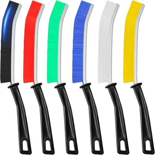 Cepillo de Limpieza de Grietas y Juntas - Cerdas Duras de Colores Premium, Herramientas Multifuncionales para Espacios Estrechos, Inodoro, Baño (6 Unidades)