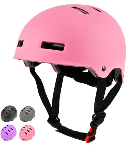 LOKJIJI Adjustable Kids Bike Helmet for Boys Girls Youth Adult, Kids Protective Helmets for Multi-Sports Skateboard Scooter Bicycle Cycling Skating (Pink, Small)