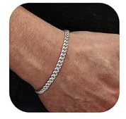 YADOCA 925 Sterling Silver Mens Bracelets Chain Bracelet for Men Cuban Link Chain Bracelet 19cm Mens Jewelry Gifts for Dad Boyfriend Husband Son