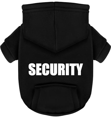Paiaite Black Chihuahua Dog Hoodie: Warm and Stylish with a 'Security' Printed Sweatshirt, Cold Weather Pet Clothes, and Sweater Coat All in One - Perfect for Winter and Cool Summer Nights! L