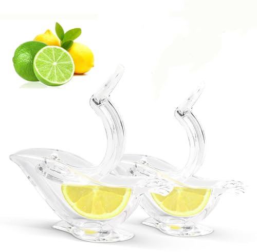 Presse-citron Manuel,2 Pièces Transparent Presse-agrumes avec Poignée Presse Citron Presse-fruits à Tranches de Citron pour Cuisine Maison, Pince-Citron Compact en Plastique Sans BPA