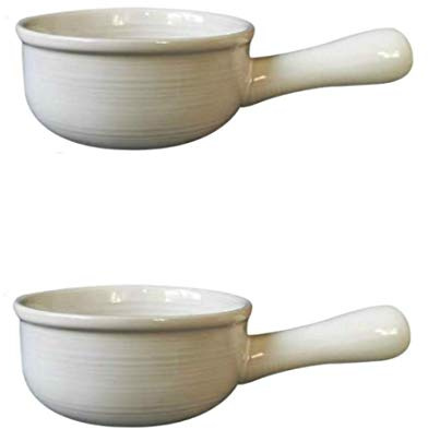 YXUANYZNB French Onion Soup Bowls with Handles, Durable Ceramic pots, Suitable for Soup, Chilli, Beef stew, muesli, White||2 pcs