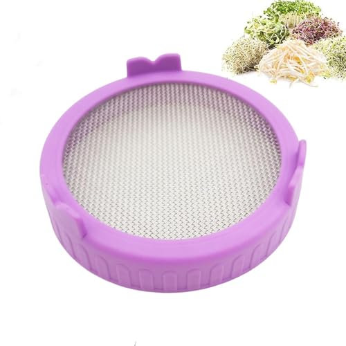 Tapas para tarros de germinación – Tapa coladora de tarro Mason | Tapa de brotes de frijoles para tarro de albañil, kit de cultivo de plantas, tapa de brotes con pantalla de acero inoxidable para