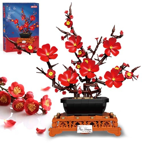 kiothdre Kit Construction Bouquet Fleur Prunier- Botanical Plante Prunier pour Adulte Femme, 692PCS Bouquet de Fleur Artificielles pour Décoration Maison & Bureau- Cadeau Noël & Anniversaire