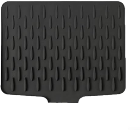 Tapis égouttoir à vaisselle en silicone, 40 x 32,5 cm, tapis auto-desséchant pour comptoir de cuisine avec rebord de drainage intégré (noir)