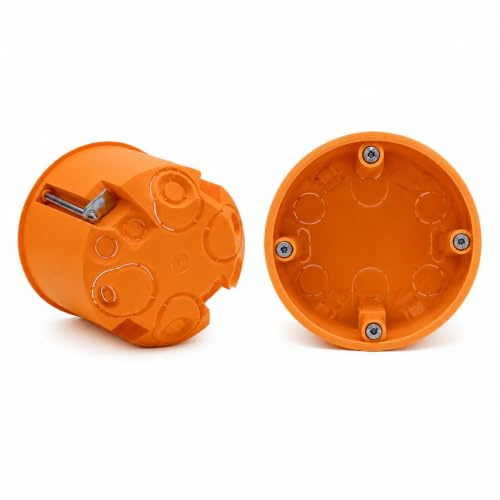 O4L Caja de pared hueca Ø68 x 61 mm naranja 5 unidades – Caja para aparatos de paneles de yeso y yeso – Caja empotrada para enchufes e interruptores de luz – Caja de instalación eléctrica