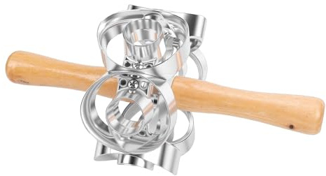 Annadue Rodillo Cortador de Rosquillas, Molde para Hornear de Aleación de Aluminio con Rodillo, Molde para Rosquillas Caseras, Herramienta Cortadora de Masa para Hornear (Estilo 2)