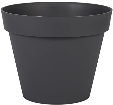 EDA - Pot de Fleur Rond Toscane Ø 30 cm - Volume 10 L - Ø 29,5 x H.24 cm - Gris Anthracite