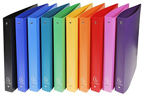 Exacompta 51699E 20er Pack Ringbuch OPAK DIN A4 aus Kunststoff 4 Ringe 30mm breit farbig sortiert ideal für Schule und Büro Ringhefter Ringordner Ringbuchordner