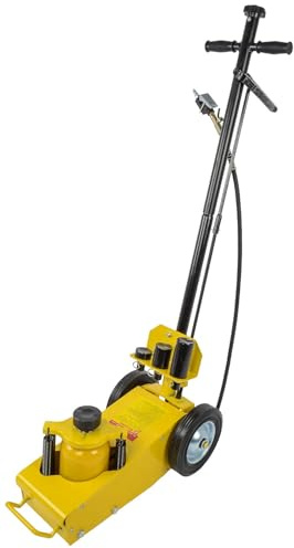 JEGS Air Hydraulic Floor Jack - 22 Ton (44,000lbs) Capacity - 120 to 200 PSI Operating Range - Yellow Steel Heavy Duty Jack
