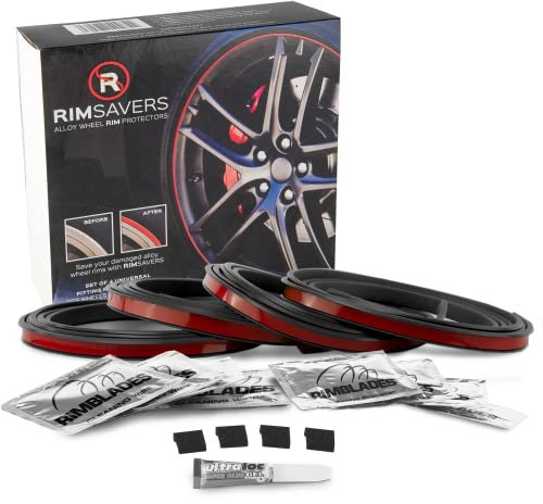 Rimsavers FELGENSCHUTZ & Styling Felgenschutzring Alu Felgen Ringe Felgenrandaufkleber Felgenstyling Rim Protector Guard Ringz Rimblades (Schwarz)