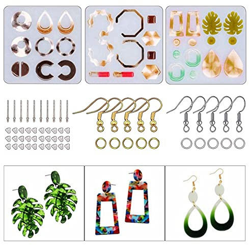 503 Piezas Moldes de Resina Epoxi para Pendientes con Ganchos y Anillos - Silicona para Bohemian Drop Dangle Style Joyas