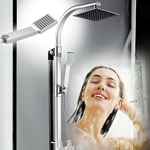 Duschsystem Regendusche, Brausestangenset, inkl. Duschset Duschschlauch Duschbrause Duschkopf Brausekopf Kopfbrause Handdusche mit Halterung Duschsäule Duschpaneel