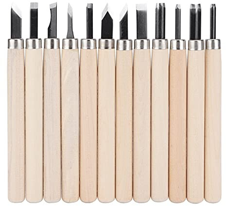 QANYEGN Set di Strumenti per Intagliare Il Legno, Kit per Intagliare Il Legno, Coltello da Scultura in Acciaio, Incluso Set di Intagliatori di Legno di Piccole E Grandi Dimensioni