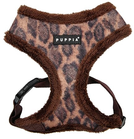 Puppia Kovo Hundegeschirr, Überkopf, warm, Winter, Leopardenmuster, verstellbare Brust, für kleine und mittelgroße Hunde, Braun, Größe M