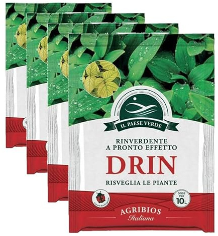 Il Paese Verde Drin Ferro Chelato 10g - Per Piante Contro Ingiallimenti Dovuti Alla Clorosi Ferrica. Microgranulare Consentito in Agricoltura Biologica. (Confezione da 4)