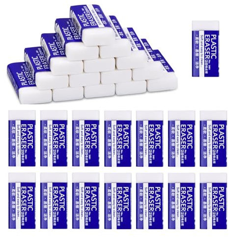 Gomme Blanche,30 PCS 2B Gomme à Effacer Gommes Plastiques Caoutchouc Blanches sans Latex de Supérieure Gomme pour Écoles Croquis Peintures Artistes Enseignants Enfants Adultes