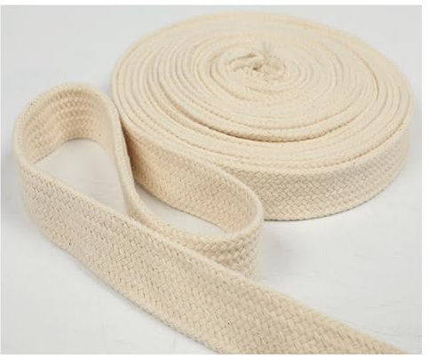 Sbivih 5M 10mm Baumwollseil, Flaches Hohlseil Geflochtenes ，Hutseil, Taschenseil, Kleidung Zubehör Seil für Nähen, Hut, Schnürsenkel DIY (beige)