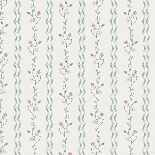 Laura Ashley Blencow Stripe Dark Duck Egg Blue Wallpaper