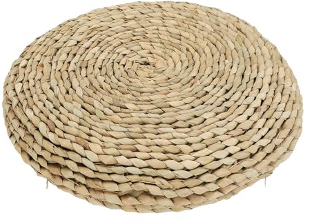 Halm Platt Sittdyna, Japansk Stil Vävning Rotting Futon Rund Kudde, Mångsidig Andas Halm Platt Kudde för Yogamatta Mjuk Sittpuff Tatami Golvkudde(40CM/Brun)