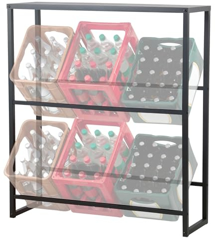 Zelsius Estanteria para 6 Cajas de Bebidas | Soporte Cajas de Bebidas, Cerveza, Agua | Sólida Estantería Independiente para Cocina, Bodega, Garaje, Mercado | Estante, Soporte Metálico Bebidas