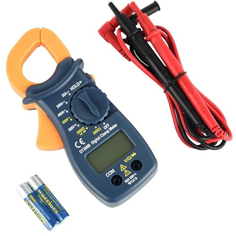 Electraline 59008 Multímetro digital eléctrico con pinza amperimétrica portátil, 2000 cuentas de voltaje, medición de corriente, voltaje, resistencia