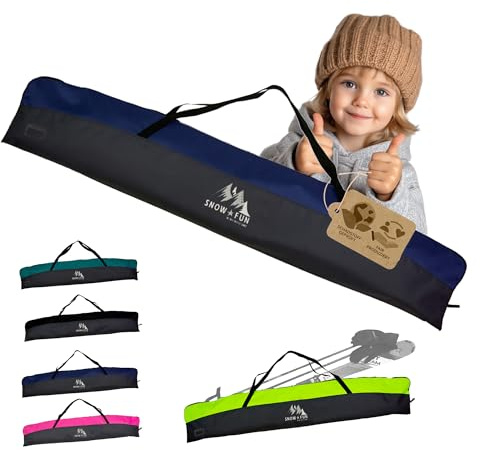BambiniWelt by Rafael K. Sac de ski pour enfant - Pour bâtons de ski et gants - Noir/bleu marine - 125 cm