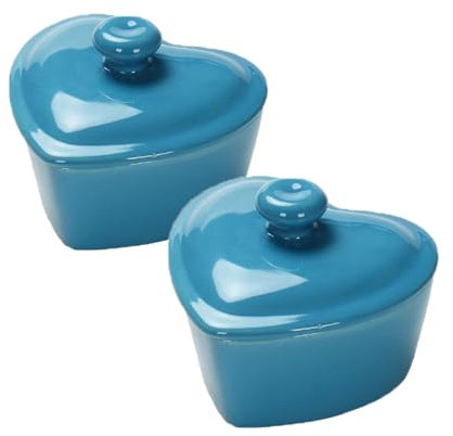 Soufflé Ramequines aptos para horno, 150 ml, cuencos para crema brulee con tapas, mini tazas para hornear cocotte, cuenco de postre (azul)