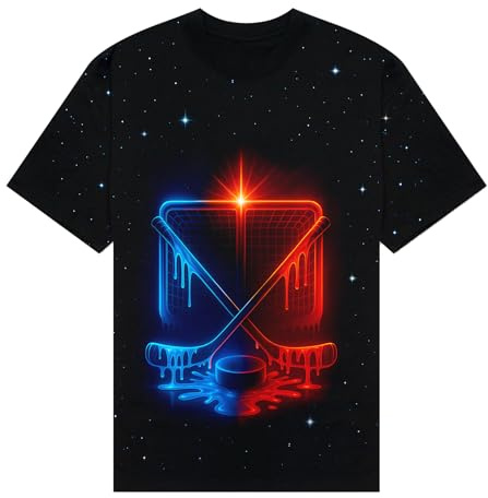 Hockey Drip Neon Kids Youth Shirt, Trendy Boys Girls Short Sleeve Crewneck Tee for Game Day Style and Everyday Wear