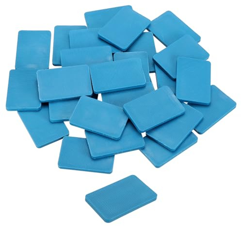 QUARKZMAN 40pcs Cuñas Plásticas, 60x40x5mm (L*An*Grosor) Espaciadores de Plástico Cuñas para Azulejos Placas de Compensación Niveladores Flexibles para Ventanas Muebles Puerta, Azul