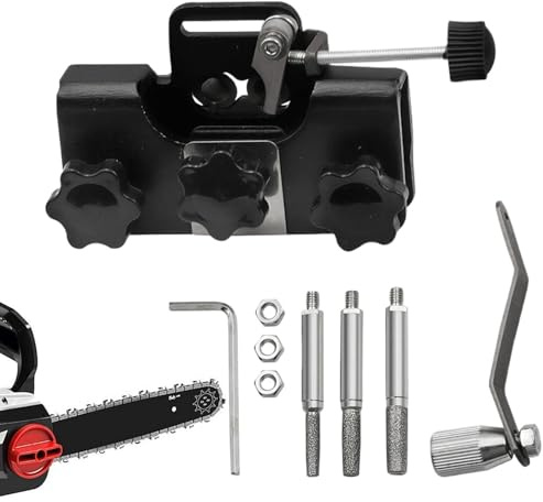 Strumento per affilare motoseghe – Portatile con accessori, affilatrice manuale per motoseghe, set di stencil, per legno, silvicoltura, lavorazione del legno, all'aperto, garage