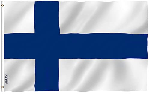 Anley Fly Breeze 3x5 Fuß Finnland Flagge - Lebendige Farbe und UV-beständig - Leinwand Kopf- und Doppelnaht - Finnische Finnische Nationalflaggen Polyester mit Messingösen 3 X 5 Ft