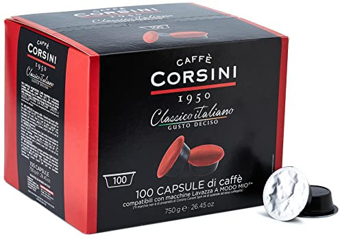 Caffè Corsini - Classico Italiano. Paquete de 100 cápsulas Lavazza* a Modo Mio* compatibles de 7,5 gramos de café molido.