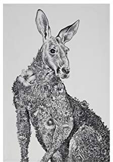 Maxwell & Williams Marini Ferlazzo Geschirrtuch mit Tiermotiv Känguru 100 % indische Baumwolle, weiß, 50 x 70 cm