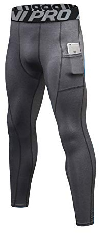 LNJLVI Kompressionsleggings för män baslager löpning tights sport fitnessbyxor, Grå, M