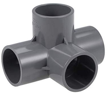 Codo de 4 vías Montaje de tubería de PVC Muebles de grado 32mm Tamaño Accesorios de esquina en T gris 10Pcs